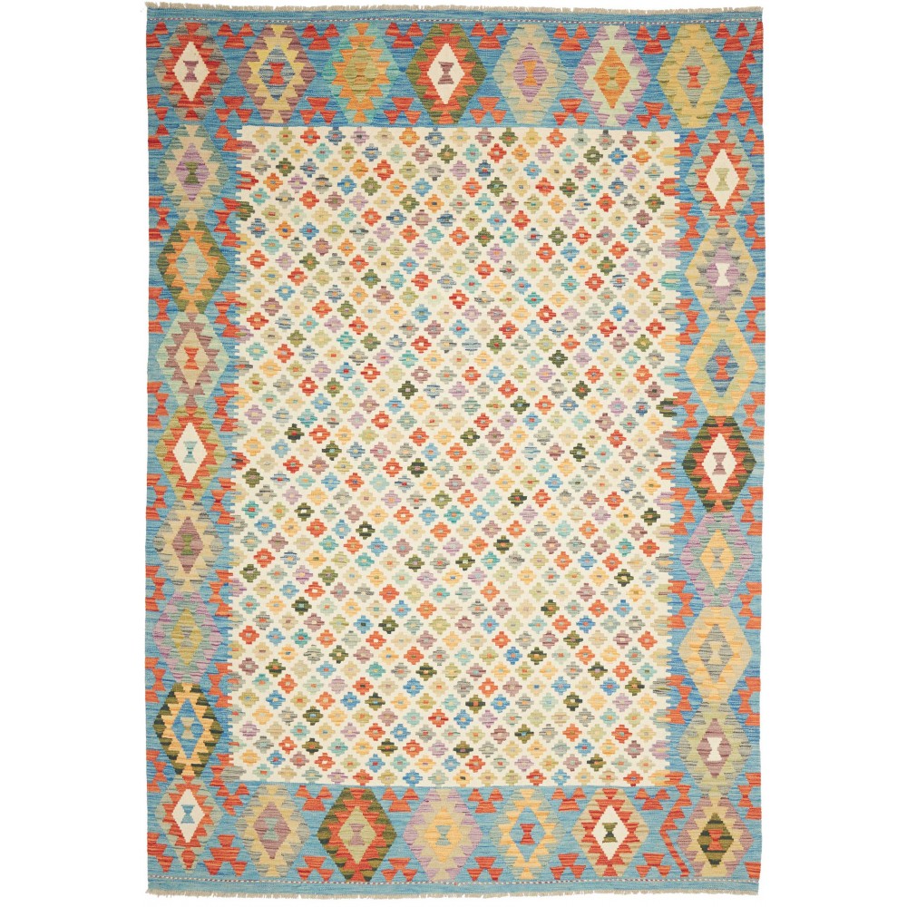 Tappeto Kilim Afghanistan beige arancione 208x297 Tappeto Kilim Afghanistan beige arancione 208x297