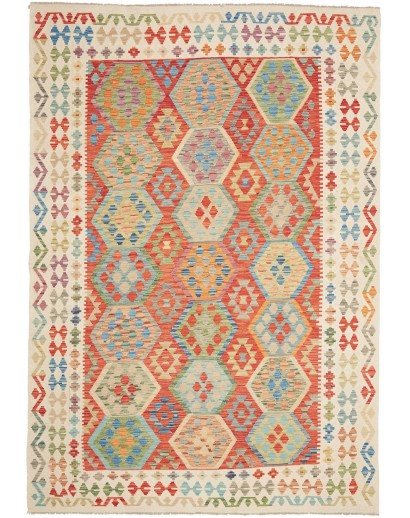 Tappeto Kilim Afghanistan marrone azzurro 205x299