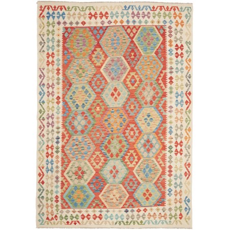 Tappeto Kilim Afghanistan marrone azzurro 205x299