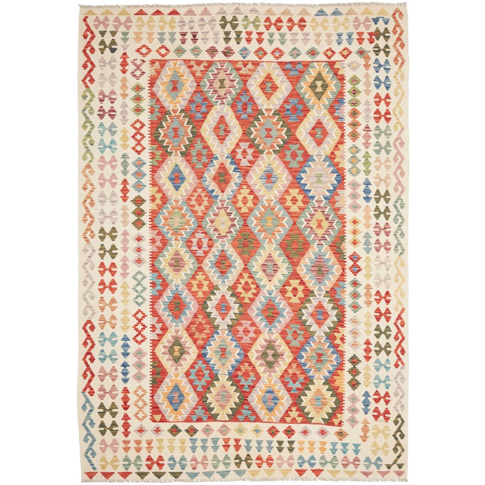 Tappeto Kilim Afghanistan giallo marrone 208x291 Tappeto Kilim Afghanistan giallo marrone 208x291
