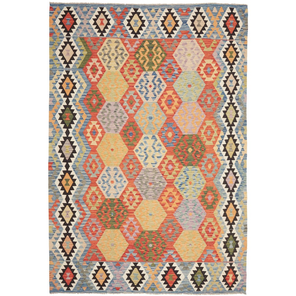 Tappeto Kilim Afghanistan marrone grigio 208x301 Tappeto Kilim Afghanistan marrone grigio 208x301