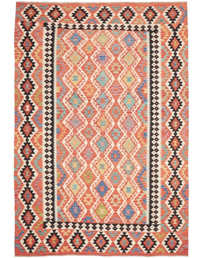 Tappeto Kilim Afghanistan arancione bianco 206x298