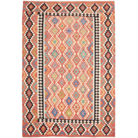 Tappeto Kilim Afghanistan arancione bianco 206x298