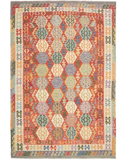 Tappeto Kilim Afghanistan marrone bianco 207x301