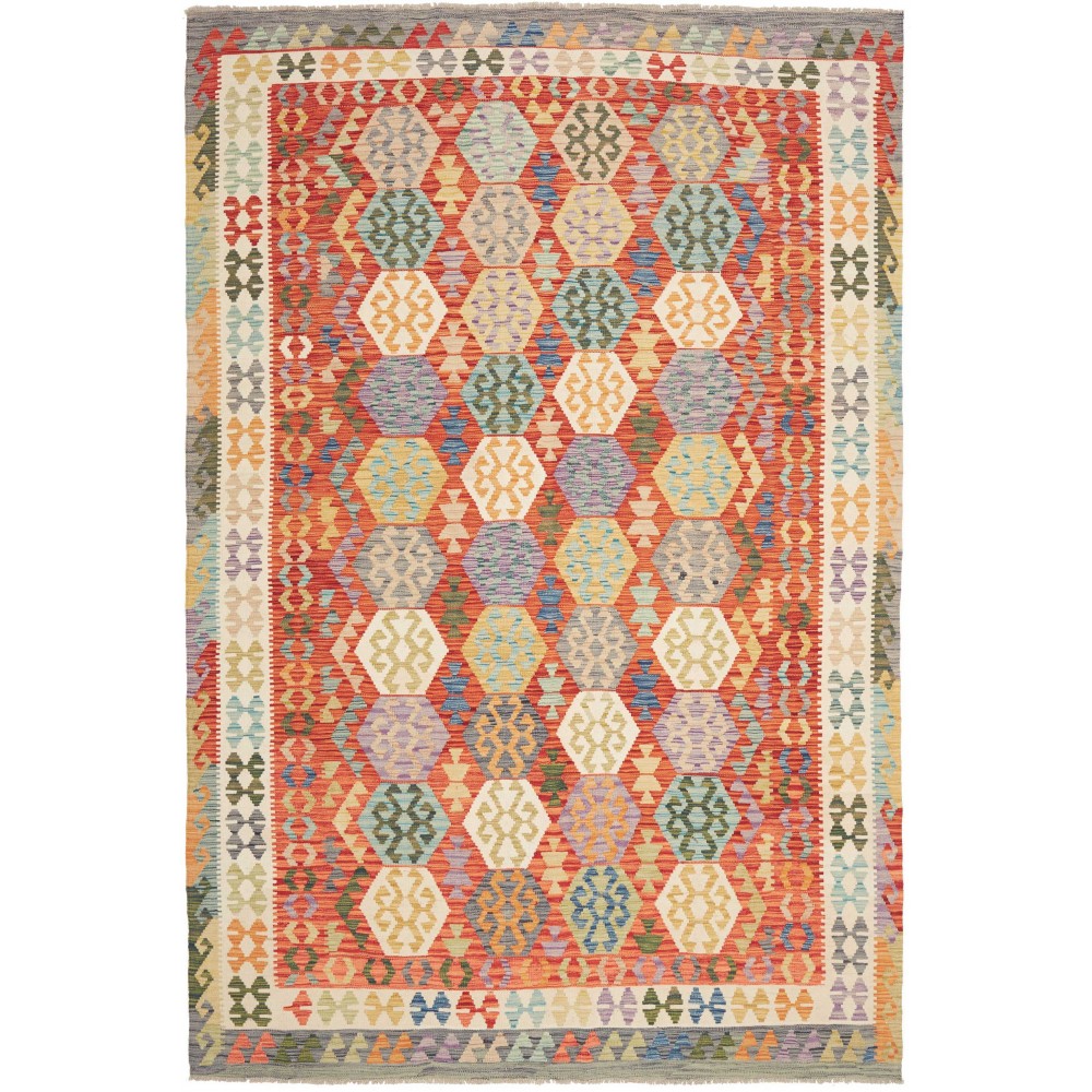 Tappeto Kilim Afghanistan marrone bianco 207x301 Tappeto Kilim Afghanistan marrone bianco 207x301