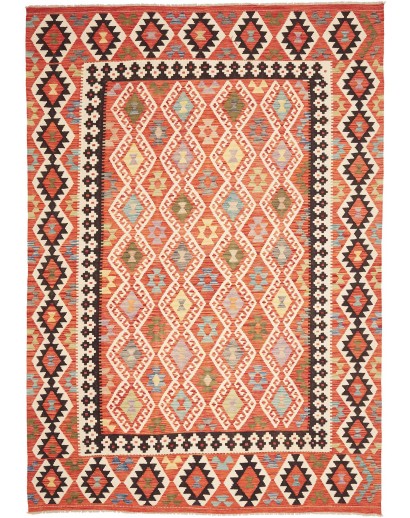 Tappeto Kilim Afghanistan arancione bianco 210x297