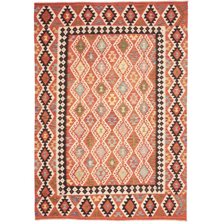 Tappeto Kilim Afghanistan arancione bianco 210x297