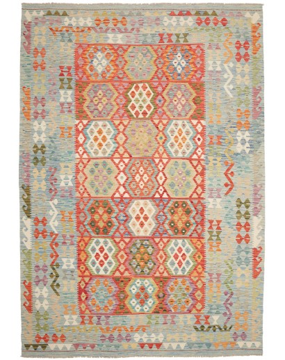 Tappeto Kilim Afghanistan marrone rosso 214x308