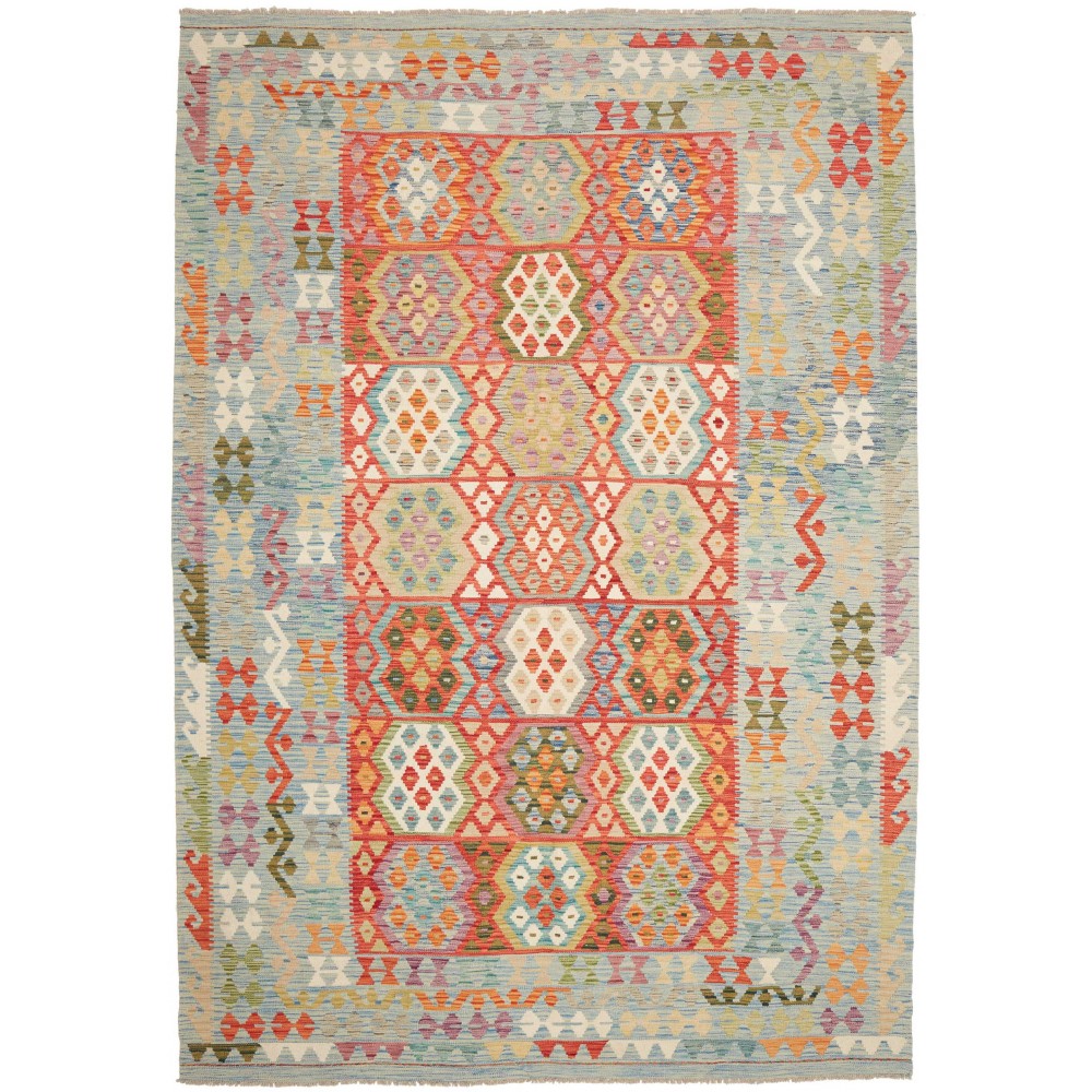 Tappeto Kilim Afghanistan marrone rosso 214x308 Tappeto Kilim Afghanistan marrone rosso 214x308