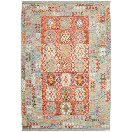 Tappeto Kilim Afghanistan marrone rosso 214x308