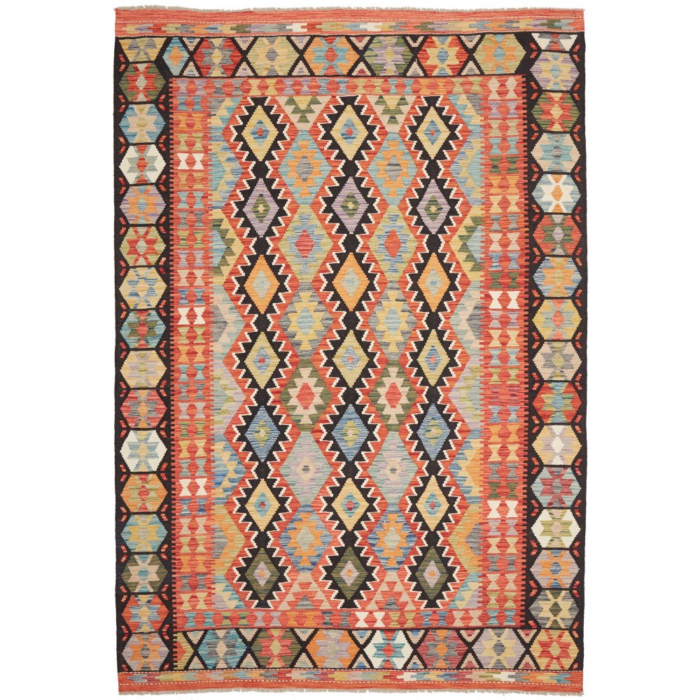 Tappeto Kilim Afghanistan marrone grigio 204x300 Tappeto Kilim Afghanistan marrone grigio 204x300