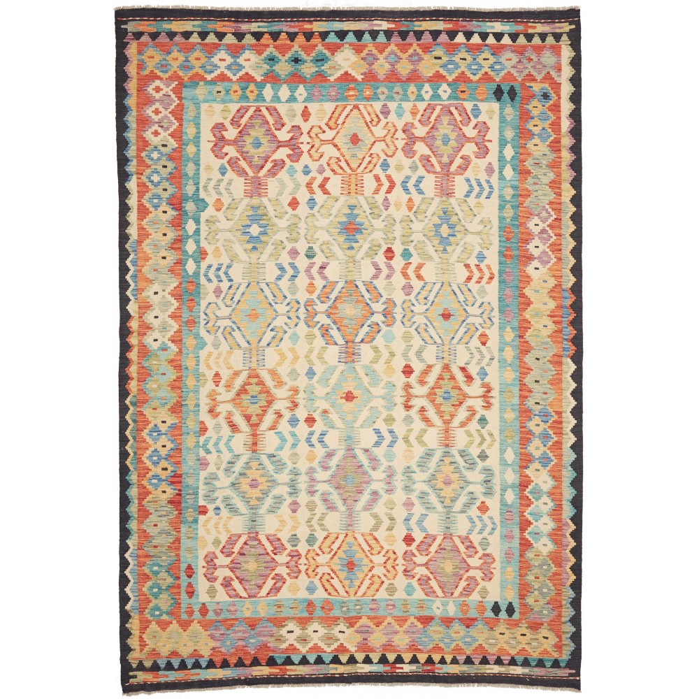 Tappeto Kilim Afghanistan marrone 203x294 Tappeto Kilim Afghanistan marrone 203x294