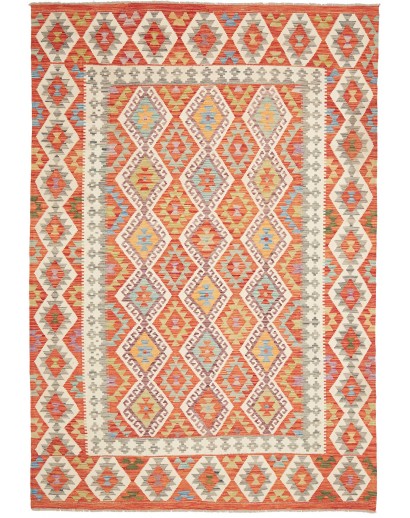 Tappeto Kilim Afghanistan marrone bianco 202x296