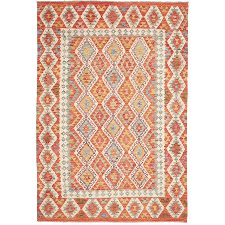 Tappeto Kilim Afghanistan marrone bianco 202x296