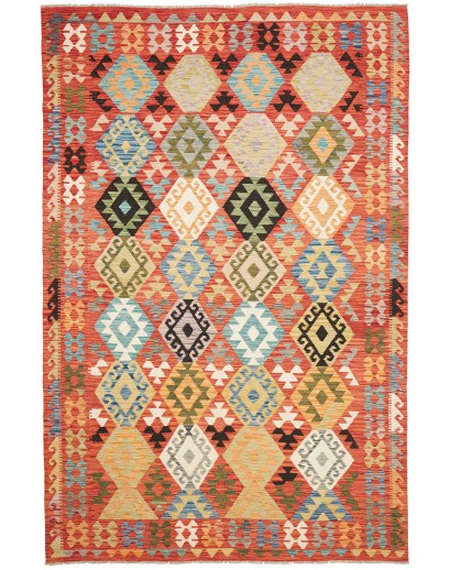Tappeto Kilim Afghanistan arancione grigio 199x302
