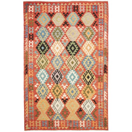 Tappeto Kilim Afghanistan arancione grigio 199x302