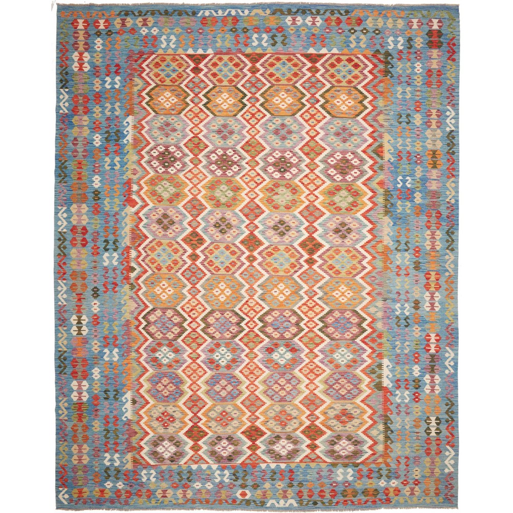 Tappeto Kilim Afghanistan marrone azzurro 315x393 Tappeto Kilim Afghanistan marrone azzurro 315x393