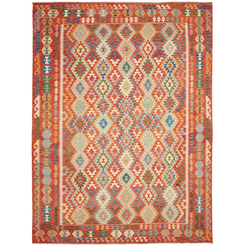 Tappeto Kilim Afghanistan marrone bianco 277x372 Tappeto Kilim Afghanistan marrone bianco 277x372