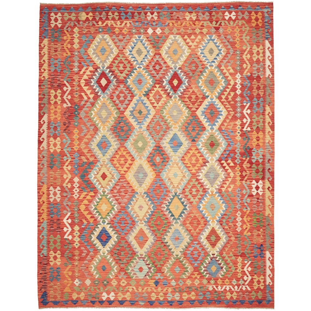Tappeto Kilim Afghanistan marrone giallo 265x345 Tappeto Kilim Afghanistan marrone giallo 265x345
