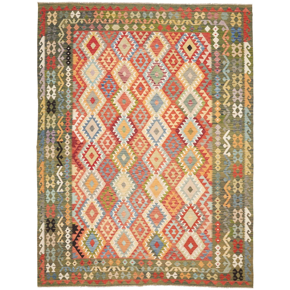 Tappeto Kilim Afghanistan marrone bianco 260x350 Tappeto Kilim Afghanistan marrone bianco 260x350