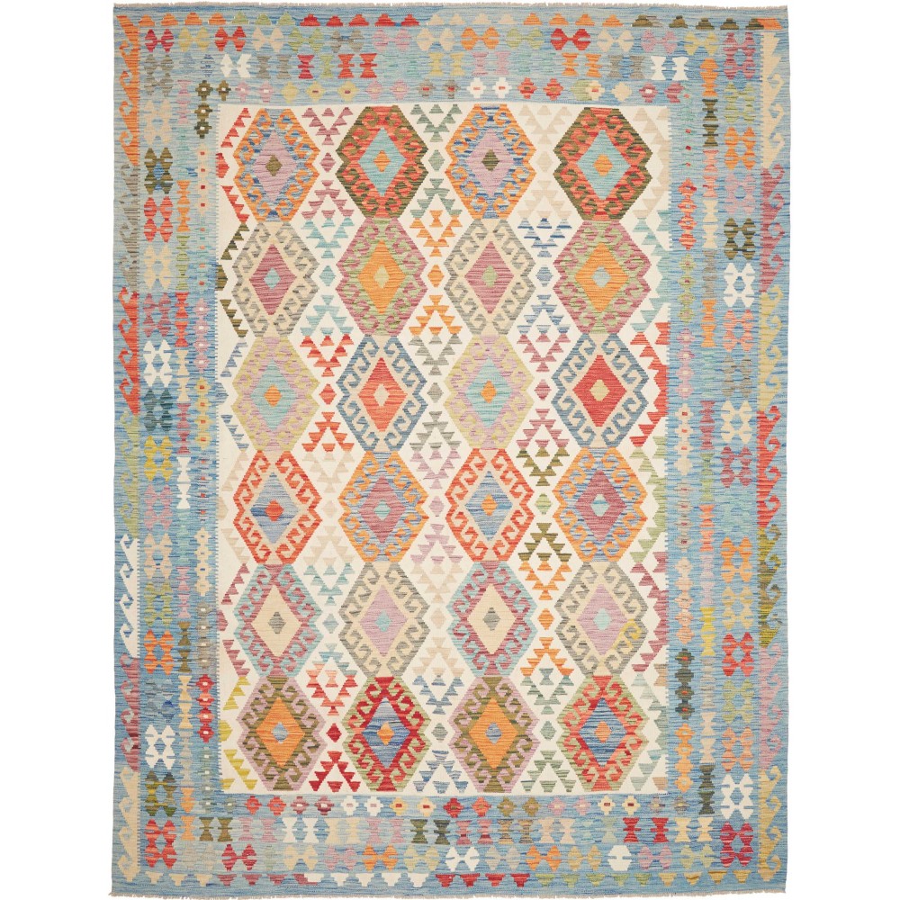 Tappeto Kilim Afghanistan beige marrone 260x341 Tappeto Kilim Afghanistan beige marrone 260x341