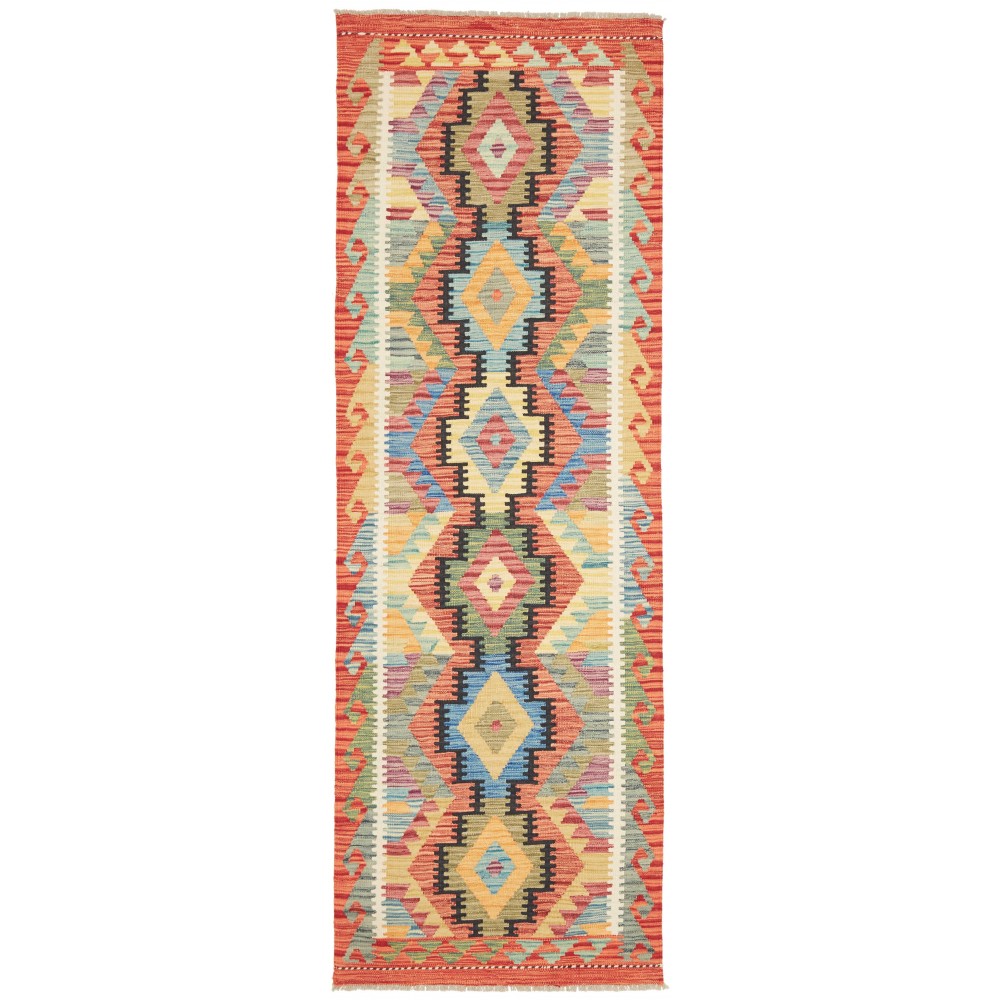 Tappeto Kilim Afghanistan marrone bianco 83x245 Tappeto Kilim Afghanistan marrone bianco 83x245