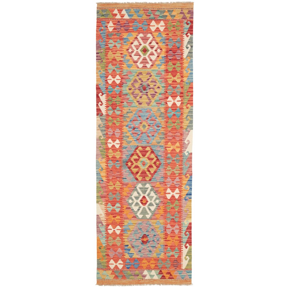 Tappeto Kilim Afghanistan marrone bianco 82x245 Tappeto Kilim Afghanistan marrone bianco 82x245