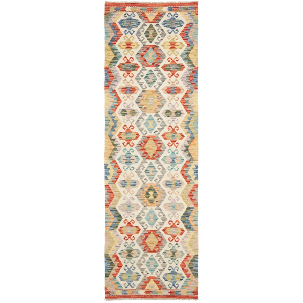 Tappeto Kilim Afghanistan beige azzurro 80x255 Tappeto Kilim Afghanistan beige azzurro 80x255