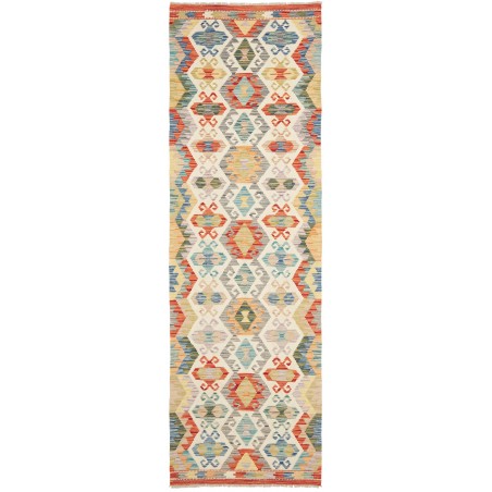 Tappeto Kilim Afghanistan beige azzurro 80x255