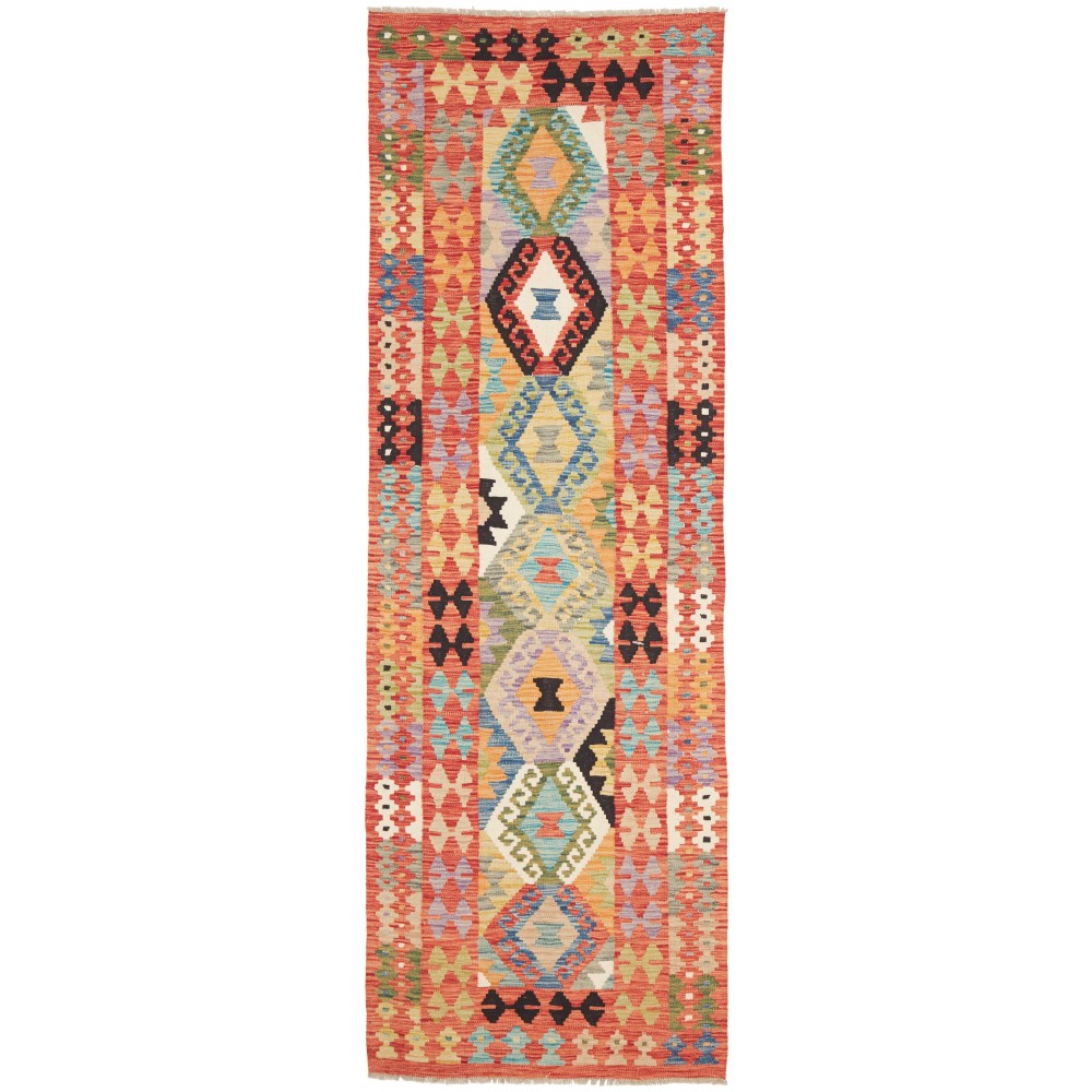 Tappeto Kilim Afghanistan arancione bianco 83x249 Tappeto Kilim Afghanistan arancione bianco 83x249