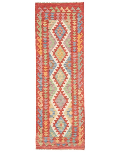 Tappeto Kilim Afghanistan rosso bianco 75x225