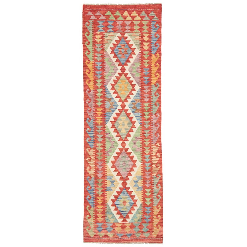 Tappeto Kilim Afghanistan rosso bianco 75x225 Tappeto Kilim Afghanistan rosso bianco 75x225