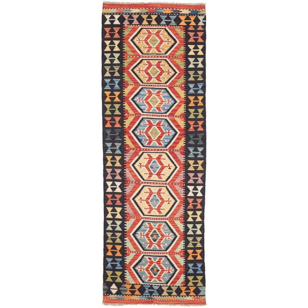 Tappeto Kilim Afghanistan marrone grigio 80x240 Tappeto Kilim Afghanistan marrone grigio 80x240