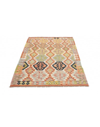 Tappeto Kilim Afghanistan marrone rosso 126x181