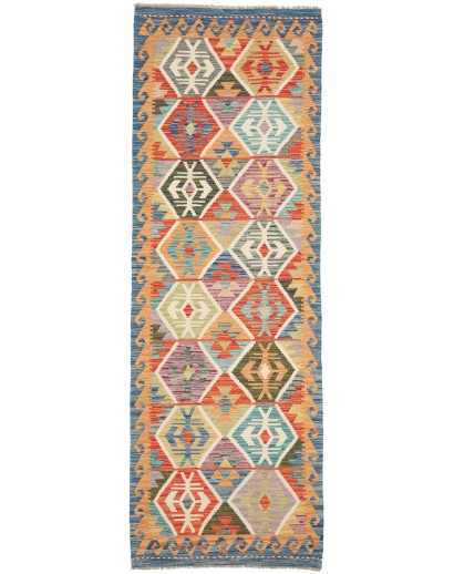 Tappeto Kilim Afghanistan marrone azzurro 84x247