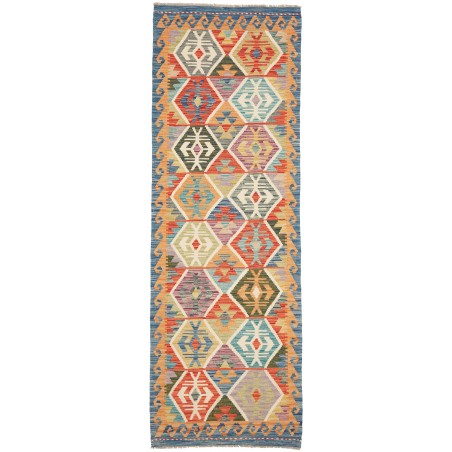 Tappeto Kilim Afghanistan marrone azzurro 84x247