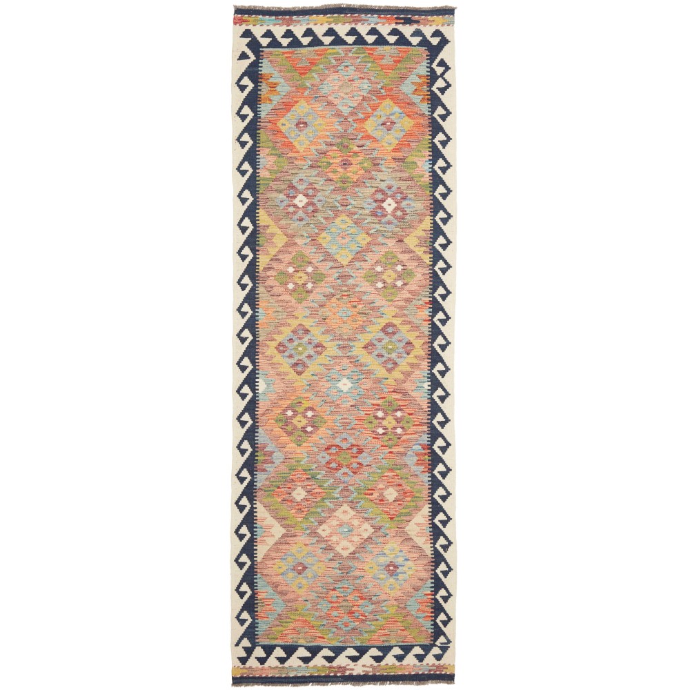 Tappeto Kilim Afghanistan marrone bianco 83x257 Tappeto Kilim Afghanistan marrone bianco 83x257