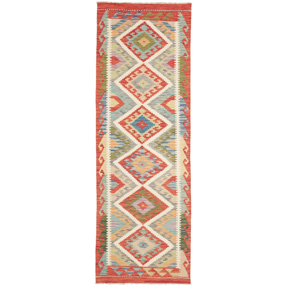 Tappeto Kilim Afghanistan marrone bianco 81x243 Tappeto Kilim Afghanistan marrone bianco 81x243