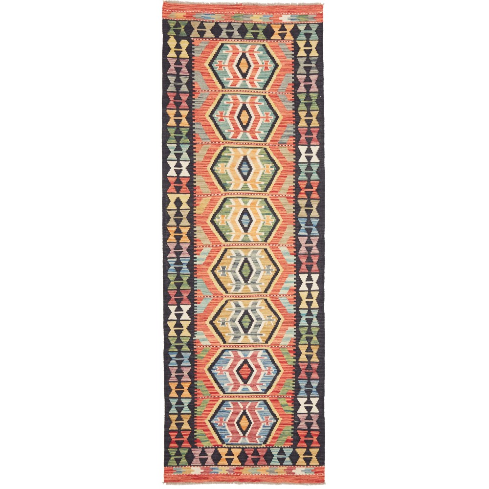 Tappeto Kilim Afghanistan marrone grigio 83x248 Tappeto Kilim Afghanistan marrone grigio 83x248