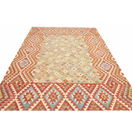 Tappeto Kilim Afghanistan marrone rosso 204x294
