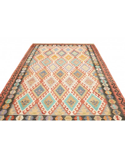 Tappeto Kilim Afghanistan marrone verde 206x289
