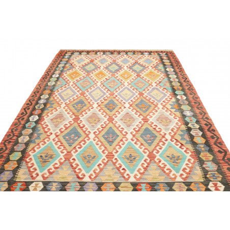 Tappeto Kilim Afghanistan marrone verde 206x289