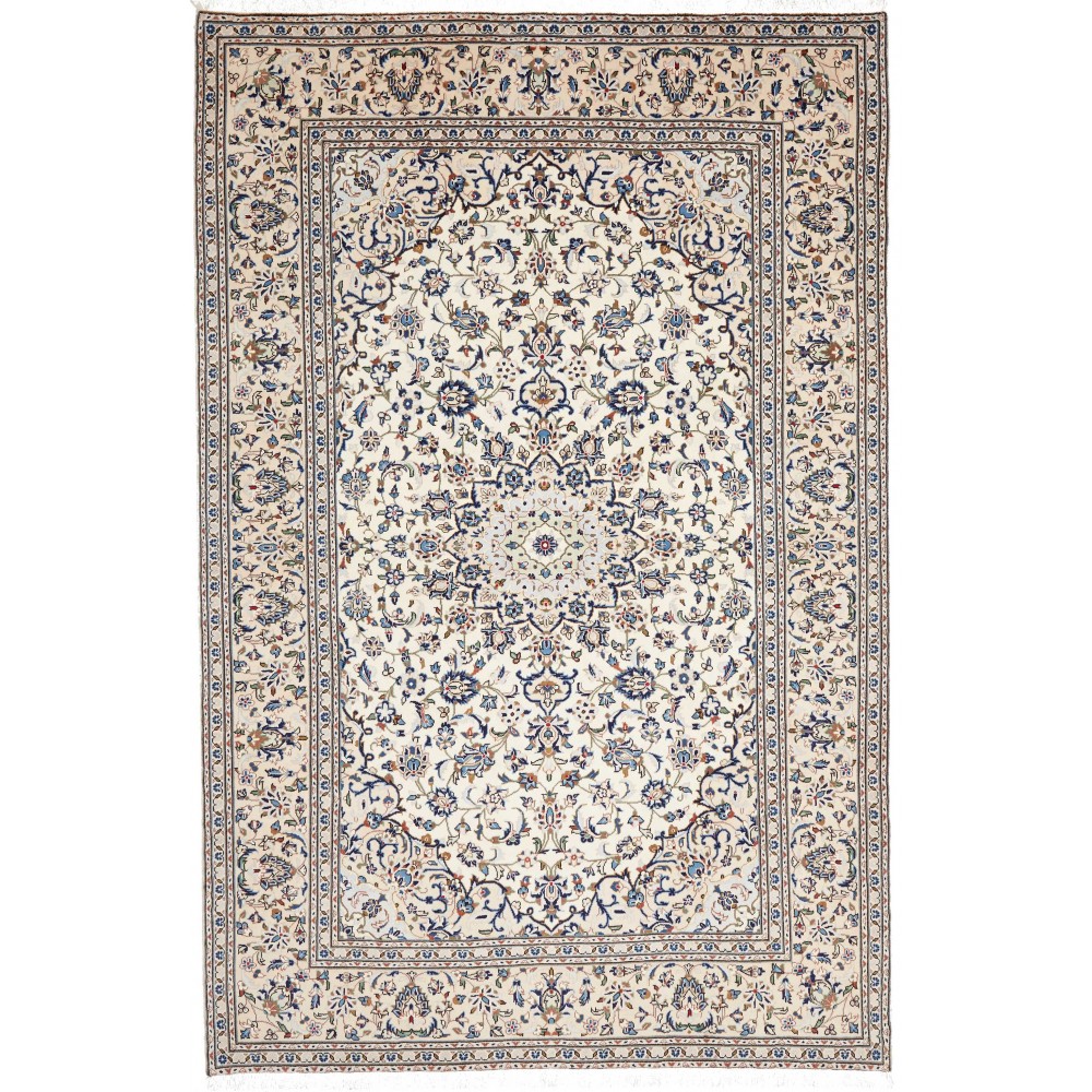 Tappeto Kashan Persia bianco grigio 198x303 Tappeto Kashan Persia bianco grigio 198x303