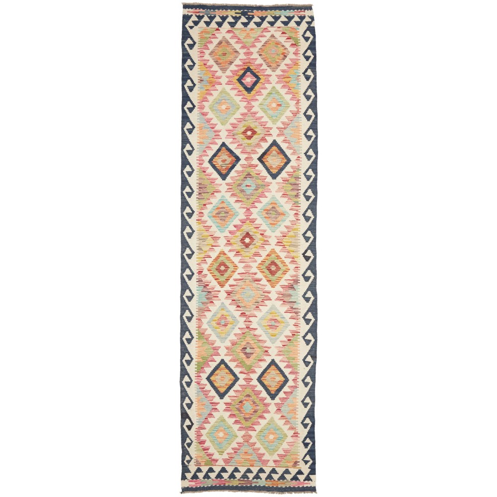 Tappeto Kilim Afghanistan giallo grigio 80x301 Tappeto Kilim Afghanistan giallo grigio 80x301
