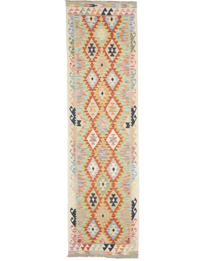 Tappeto Kilim Afghanistan beige bianco 83x295