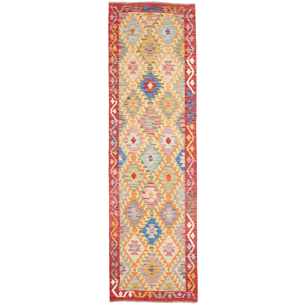 Tappeto Kilim Afghanistan marrone bianco 83x294 Tappeto Kilim Afghanistan marrone bianco 83x294
