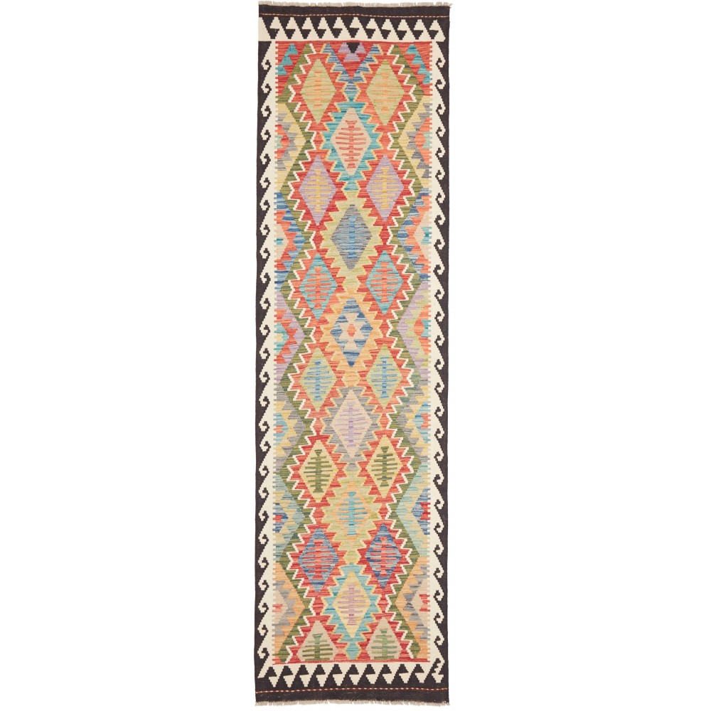 Tappeto Kilim Afghanistan marrone grigio 80x293 Tappeto Kilim Afghanistan marrone grigio 80x293
