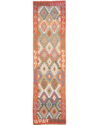 Tappeto Kilim Afghanistan marrone azzurro 79x311