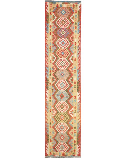 Tappeto Kilim Afghanistan marrone bianco 84x389