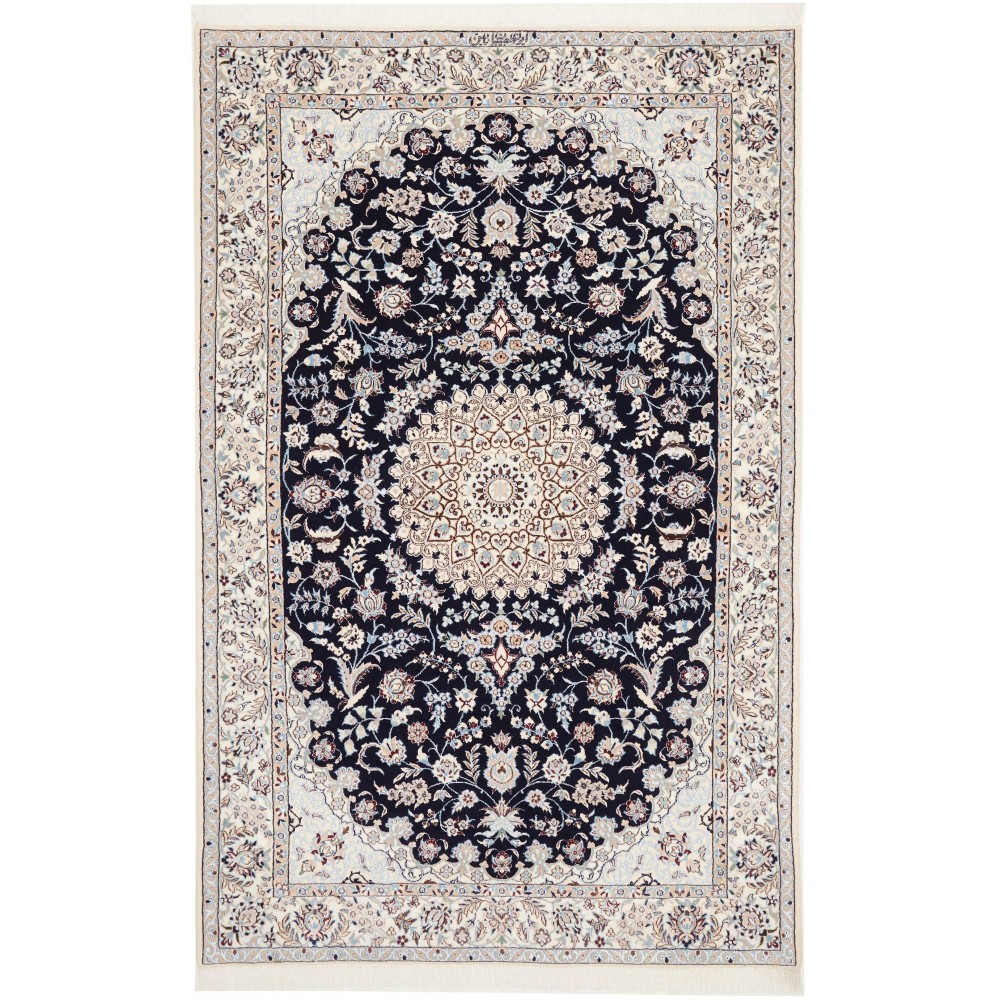 Tappeto Nain 6La Persia bianco blu 132x207 Tappeto Nain 6La Persia bianco blu 132x207
